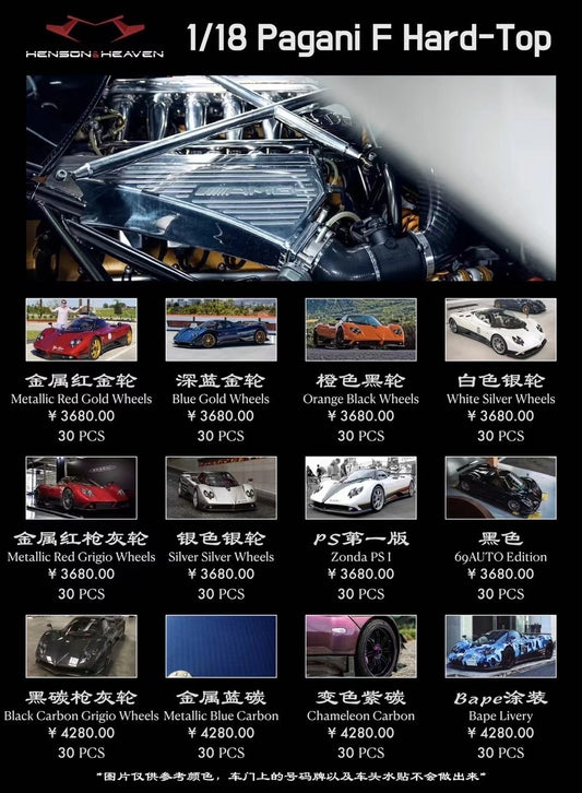 HH Model 1/18 Pagani Zonda F Hardtop Limited Edition Simulation Model Car