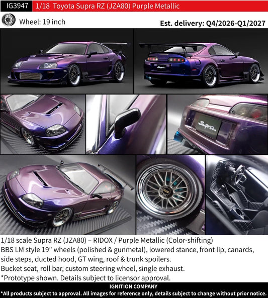 IG 1/18 Toyota Supra RZ JZA80 Resin Model IG3947
