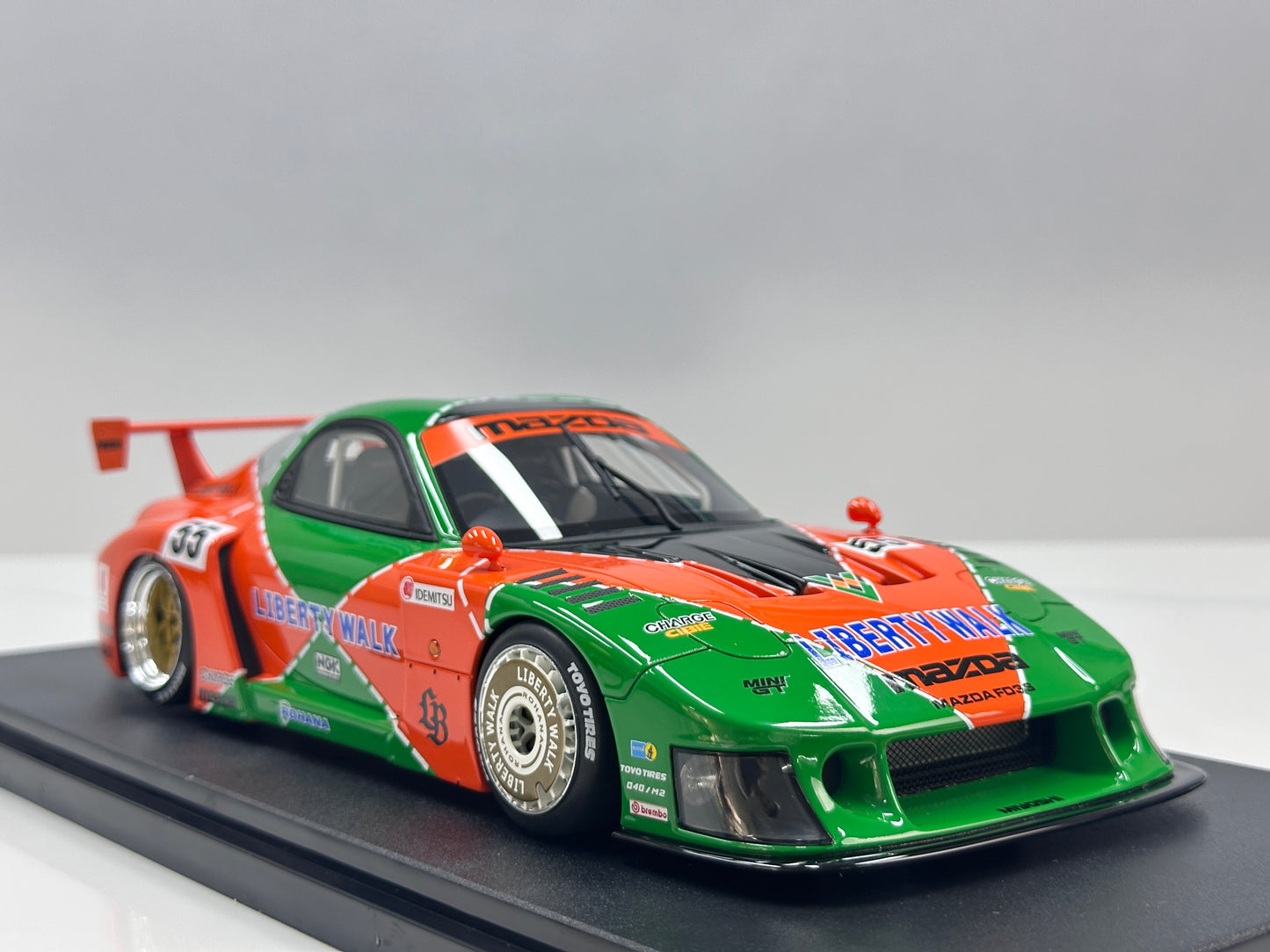 GT Spirit 1/18 Mazda LB-WORKS RX-7 LB Super Silhouette Green/Orange GT568