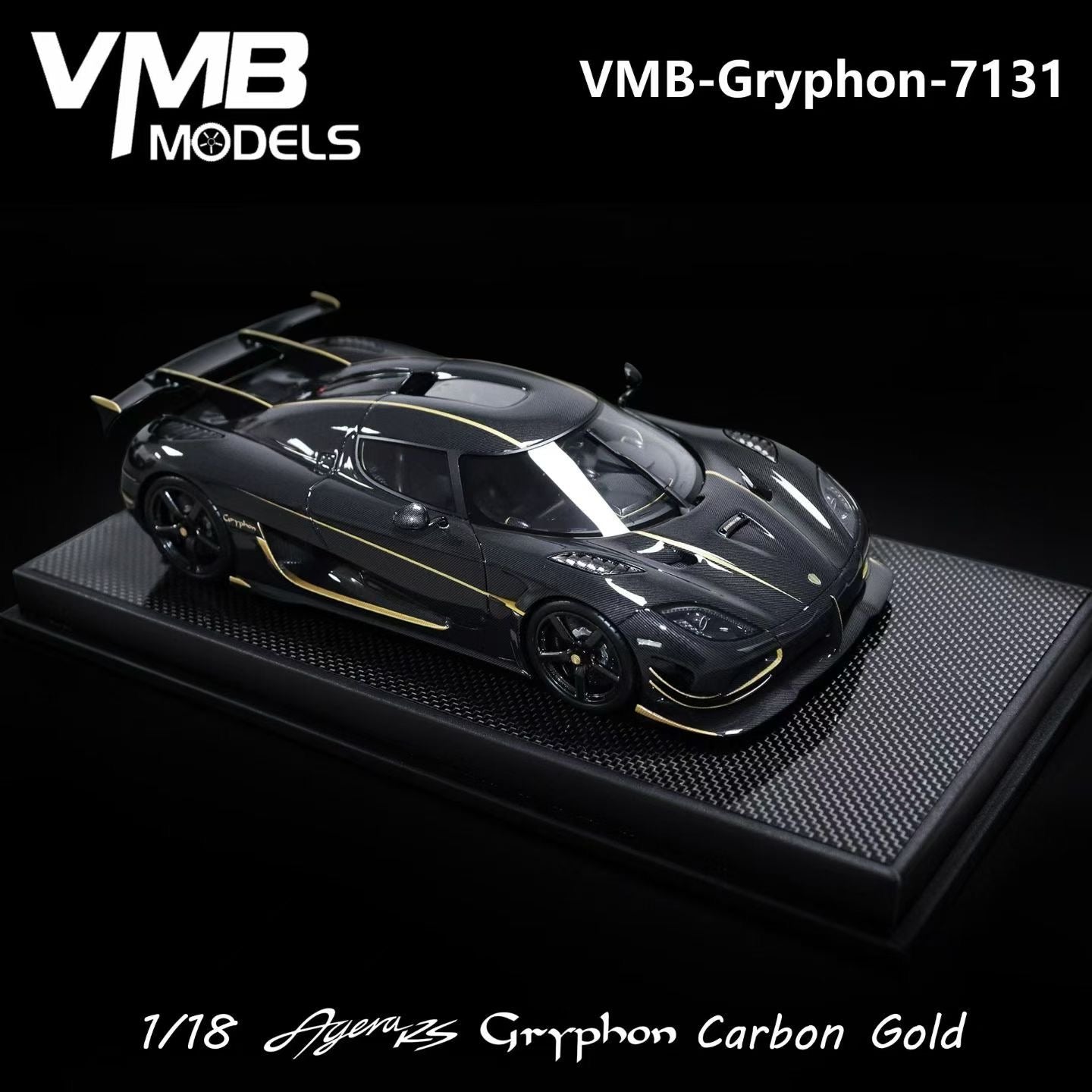 VMB 1/18 Koenigsegg Agera RS Gryphon (Carbon & Gold)