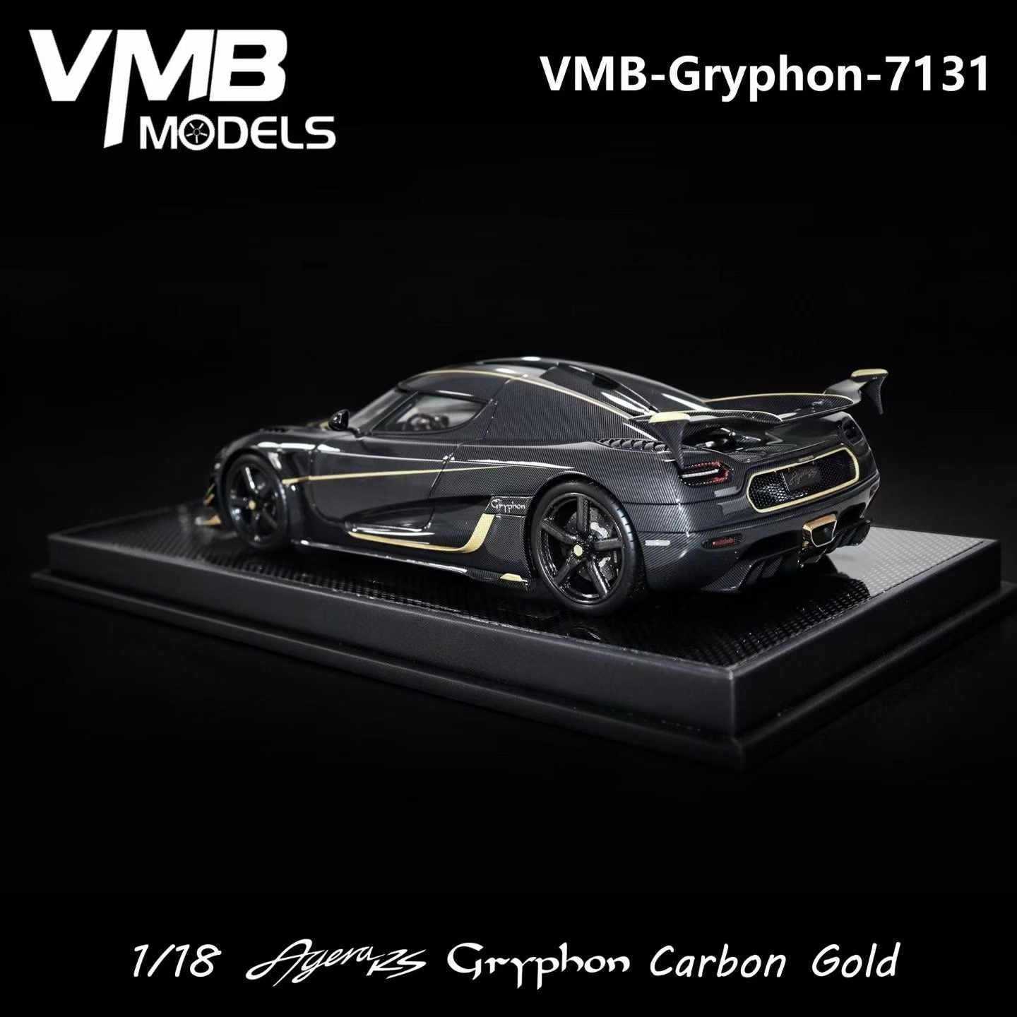 VMB 1/18 Koenigsegg Agera RS Gryphon (Carbon & Gold)