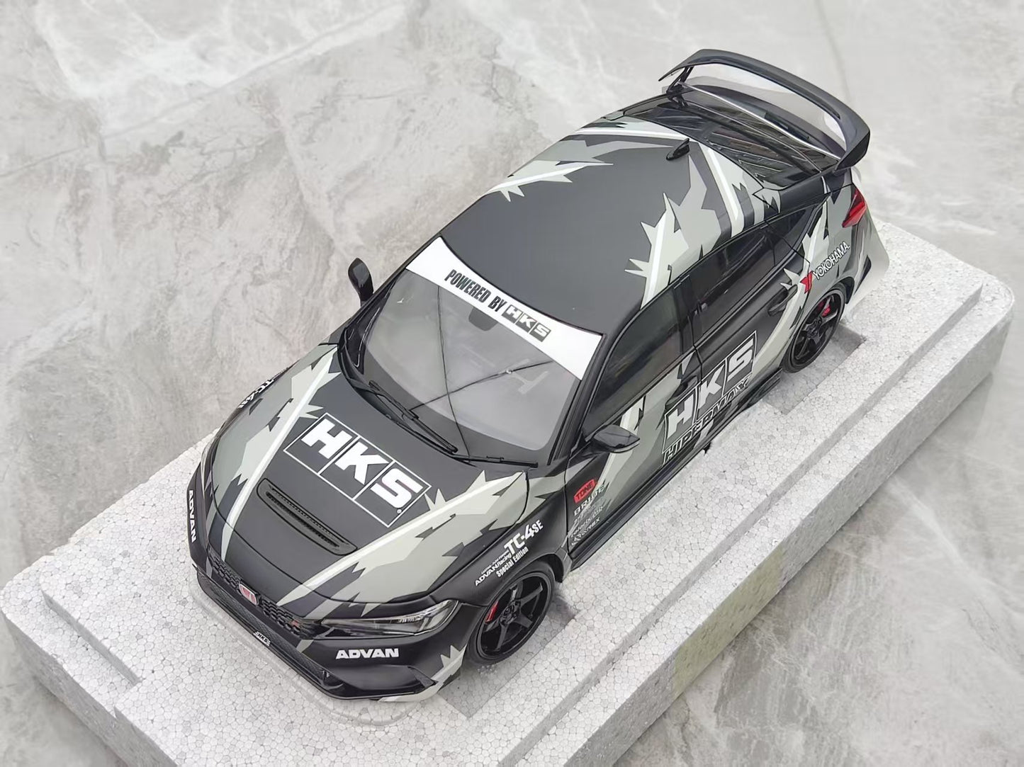 MOTORHELIX 1/18 Honda Civic Type R (FL5) HKS Livery Matte Black MH351