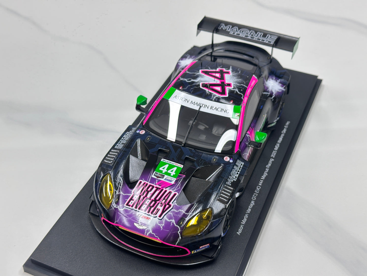 Topspeed 1/18 Aston Martin Vantage GT3 Evo #44 Magnus Racing Black/Purple Livery TS0690