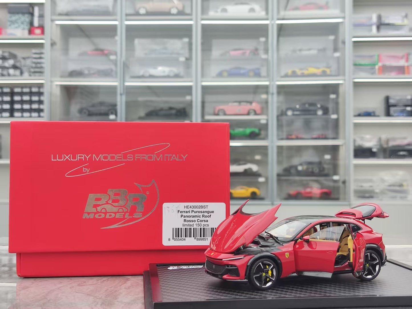 BBR 1/43 Ferrari Purosangue Panoramic Sunroof Version, Standard Red HE43002BST