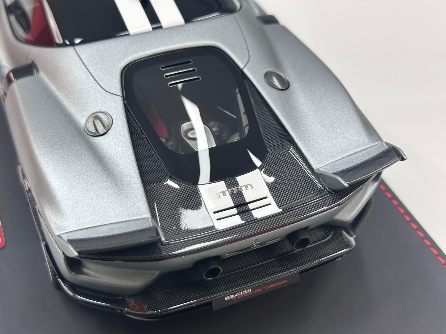BBR 1/18 Ferrari Testarossa Assetto Fiorano – Matte Grey (Launch Color) with White Livery (P18276A)