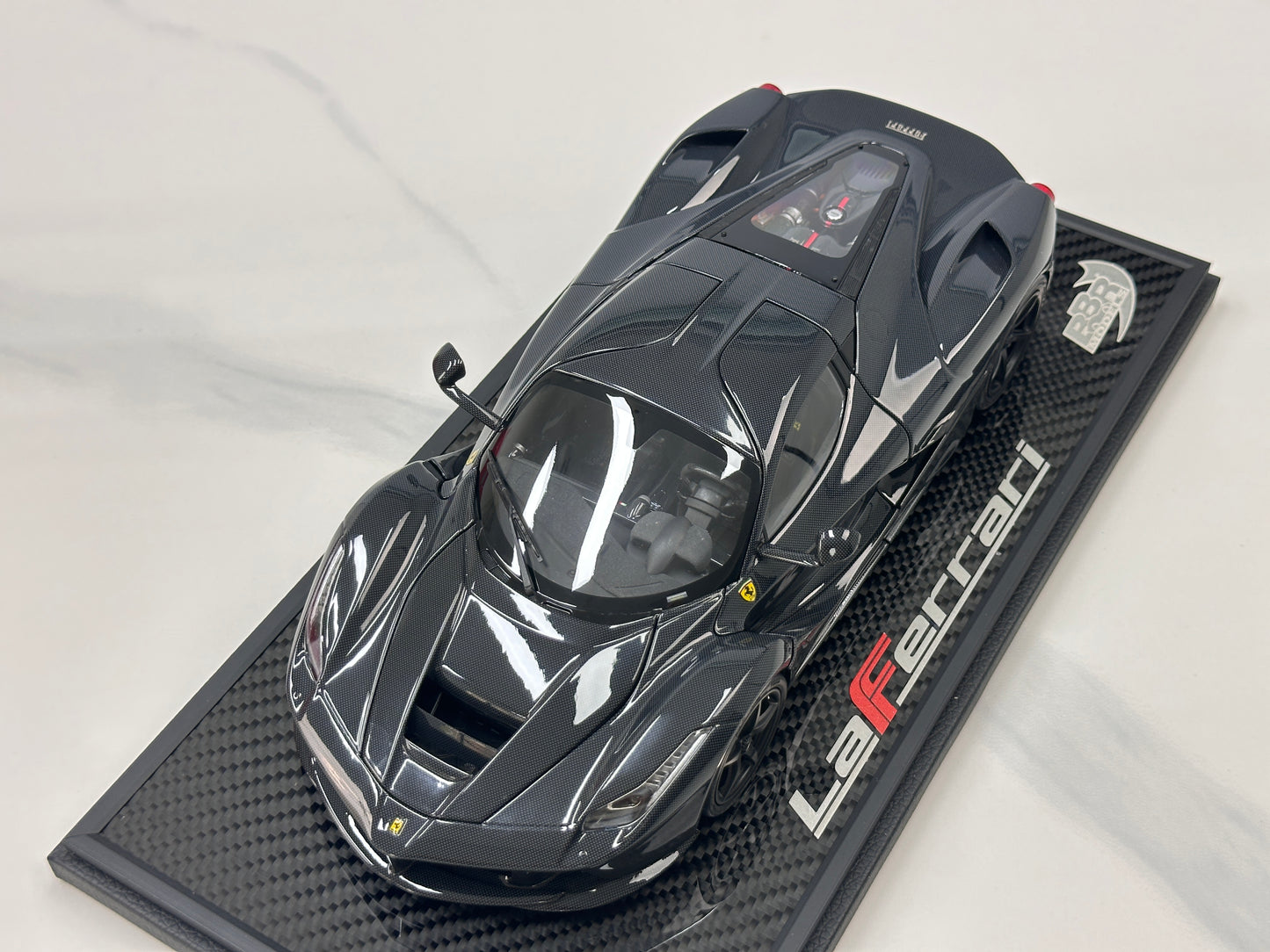 BBR 1/18 Ferrari LaFerrari Alloy Full Open Cargo Carbon Fiber Leather Case Version Black BBR182244CH