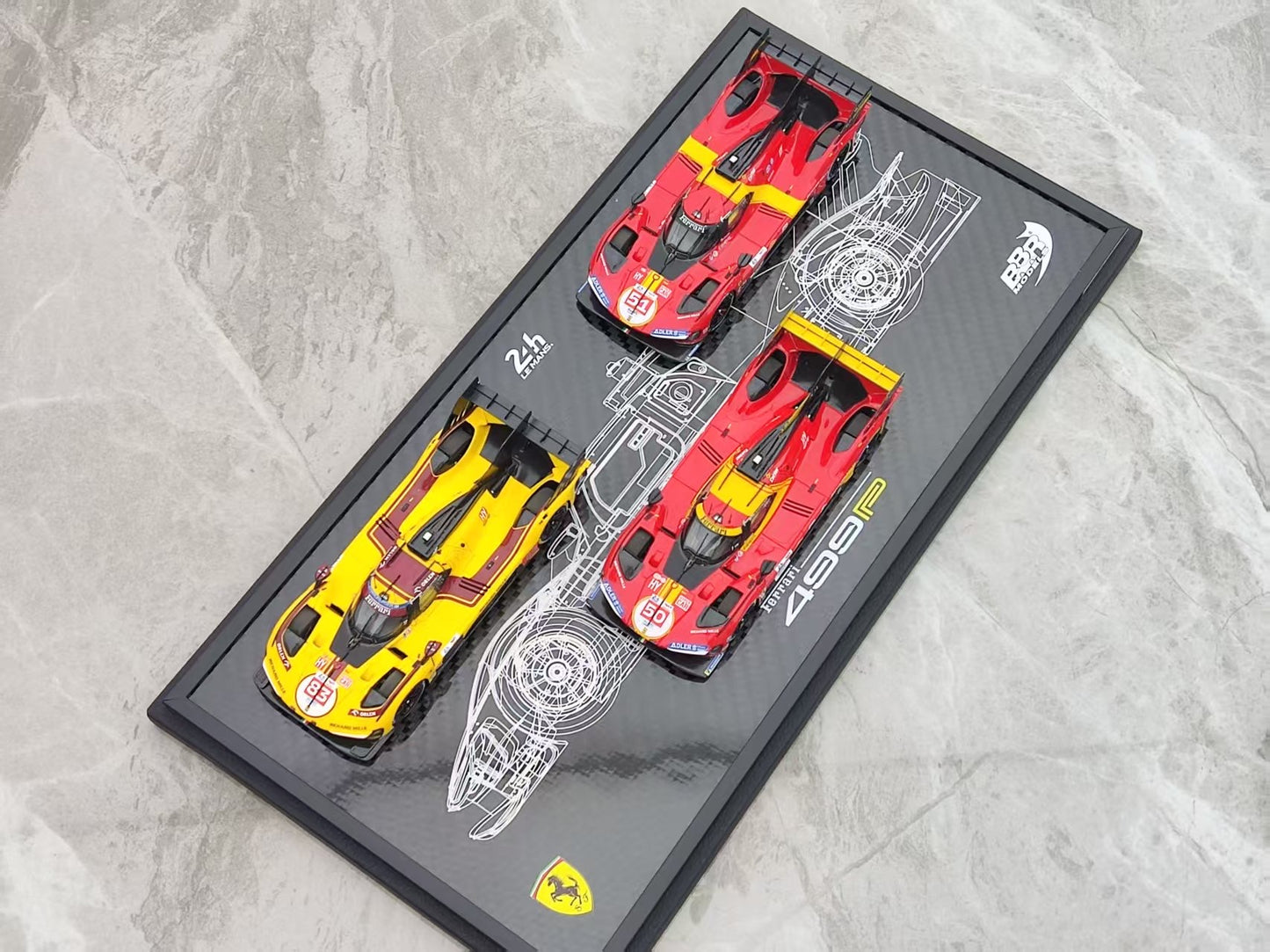 BBR 1/43 Ferrari 499P 2023, 2024, 2025 Le Mans Three-Year Champion - Leather Case Edition, Three-Car Set EX57CH-1