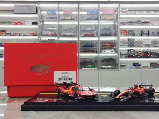 BBR 1/18 Ferrari 499P #51 Le Mans Winner & SF23 #55 Monza GP Pole Position – Red (EMP85EXCH)