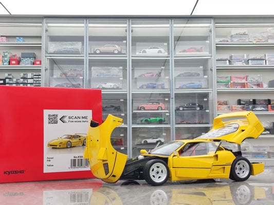 Kyosho 1/18 Ferrari F40 Yellow Alloy Fully Open 08416Y