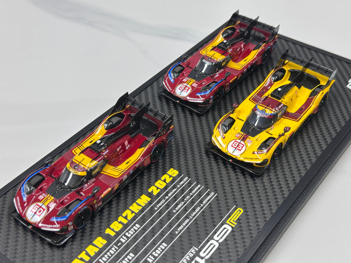 BBR 1/43 Ferrari 499P Set Qatar 2025 set with 3 models - car n. 51 - n. 83 - n. 50 BBRC319SET