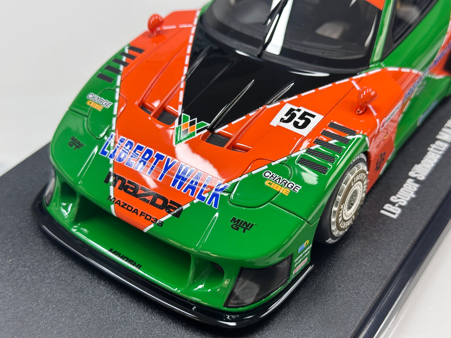 GT Spirit 1/18 Mazda LB-WORKS RX-7 LB Super Silhouette Green/Orange GT568