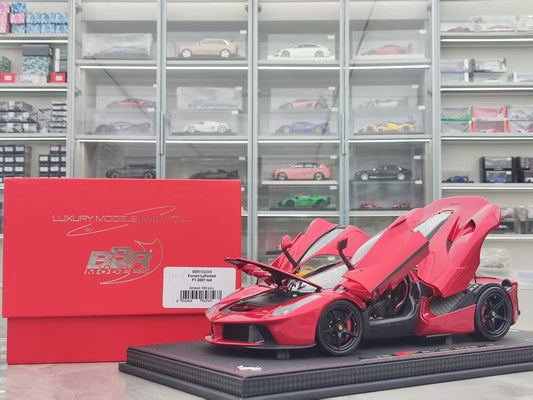 BBR 1/18 Ferrari LaFerrari Diecast Model, Fully Opening, Metallic Red (BBR182240A)