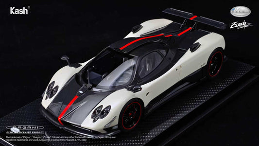 Kash Model 1/18 Pagani Zonda Cinque Coupe, Warm Pearl White Car Model