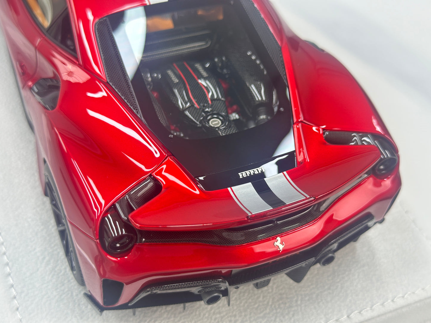 BBA MODEL 1/18 Ferrari 488 Pista – Metallic Red with Silver/Black Livery (BBA089)