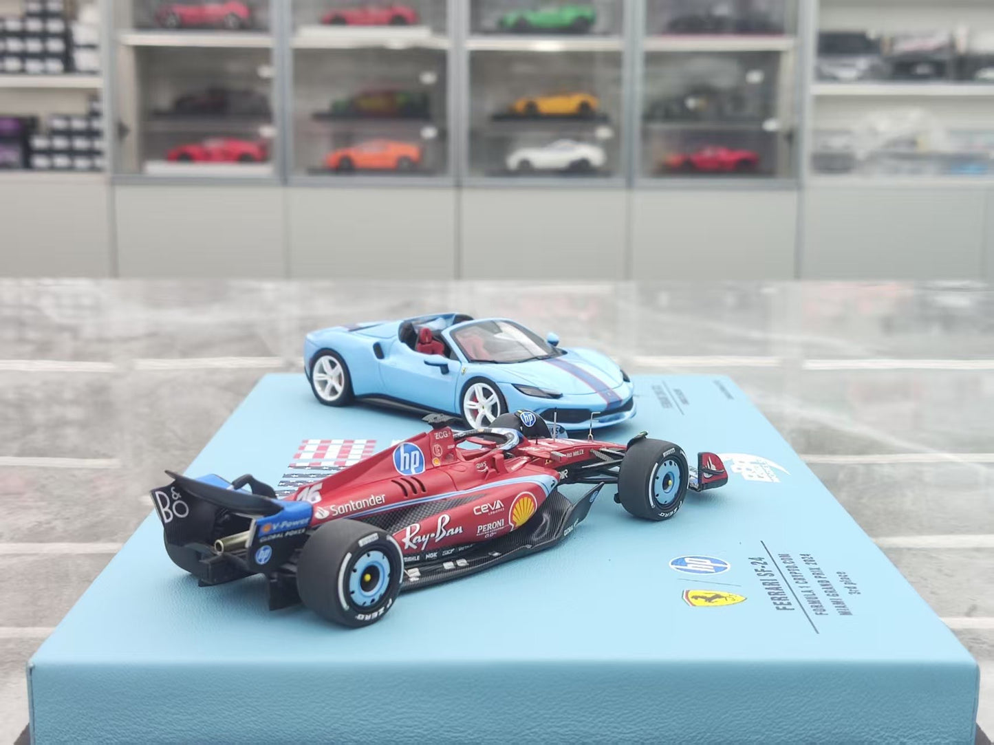 BBR 1/43 Ferrari SF-24 & 296 GTS MIAMIGP 2024 Miami Special Edition Leclerc No. 16 Double Set EMP107EX