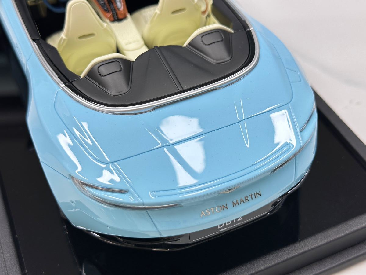 MOTORHELIX 1/18 Aston Martin DB12 Volante Convertible - Glass Blue (MH397)