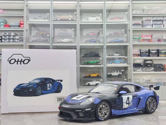 OTTO 1/18 Porsche Cayman 718 GT4 RS Clubport 2021 Blue/Black Livery OT469