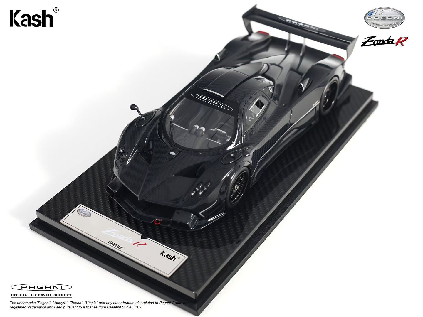 Kash Model 1/18 Pagani Zonda R Gloss Carbon Black Car Model