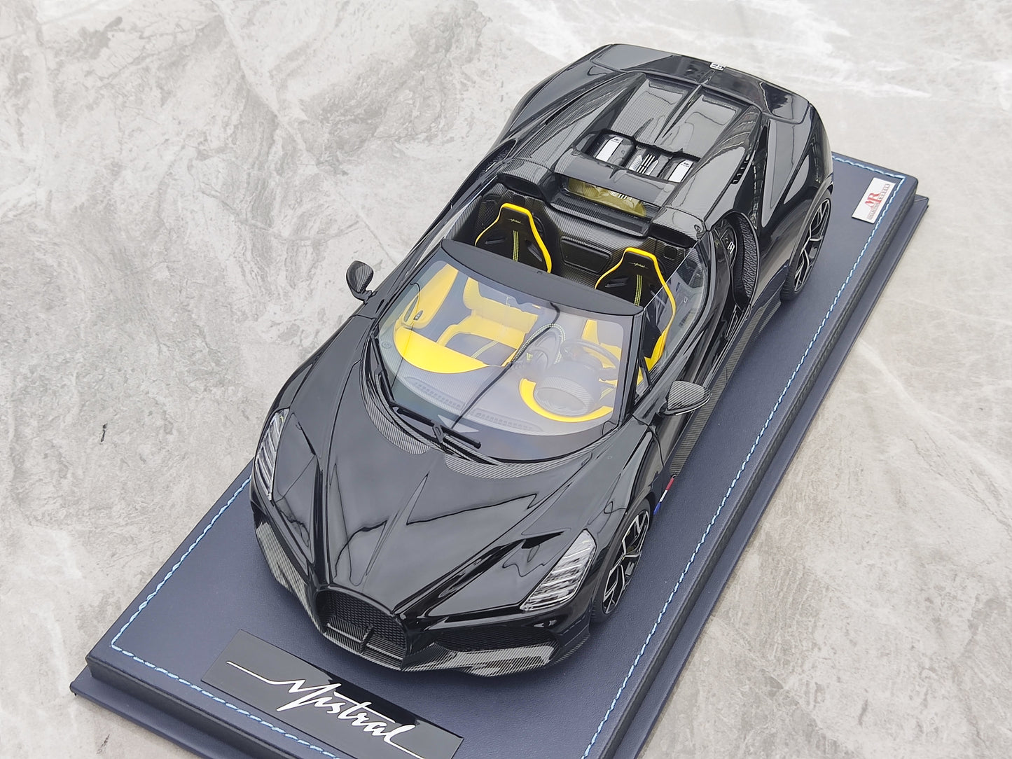 MR 1/18 Bugatti W16 Mistral Convertible, Jet Black, Limited Edition Model Car BUG015A