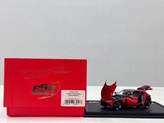 BBR 1/43 Ferrari Purosangue Die-cast Model (Fully Opening) – Black Roof, Rosso Magma Metallic – HE43001BST