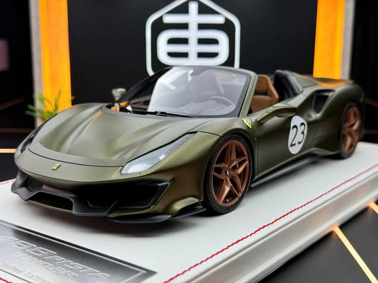 DM 1/18 Ferrari 488 pista spider Verde Masoni Opaco 01/25 DDJ013