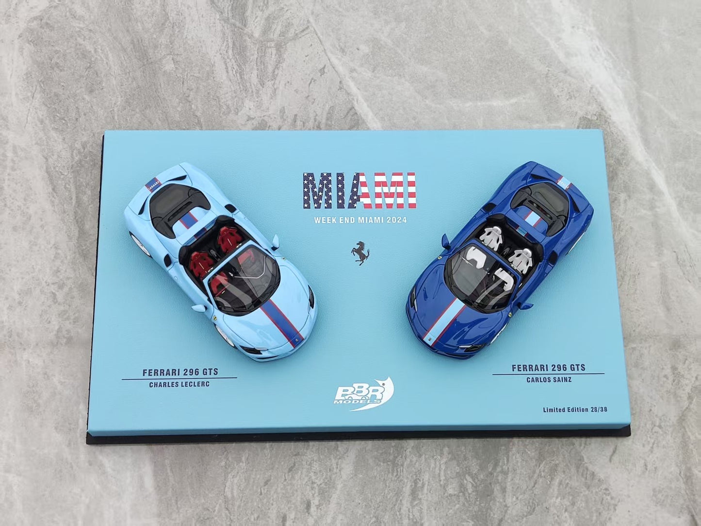 BBR 1/43 Ferrari 296 GTS Double Car Set Special Edition, Blue EMP112EX