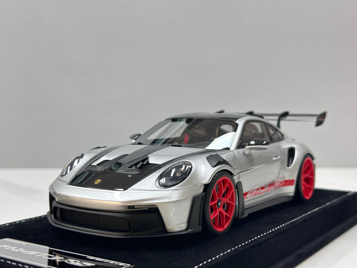 HH Model 1/18 Porsche 992 GT3 RS Silver with Red Wheels HH728