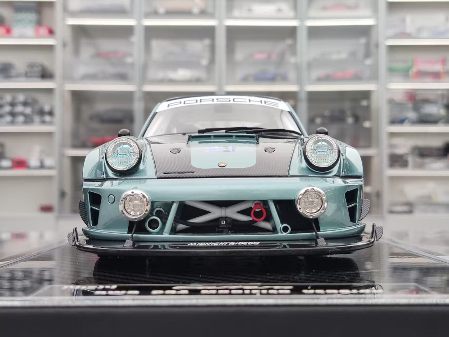 MCM 1/18 Porsche RWB 964 heavily modified, blue and cyan limited edition car model MCM021