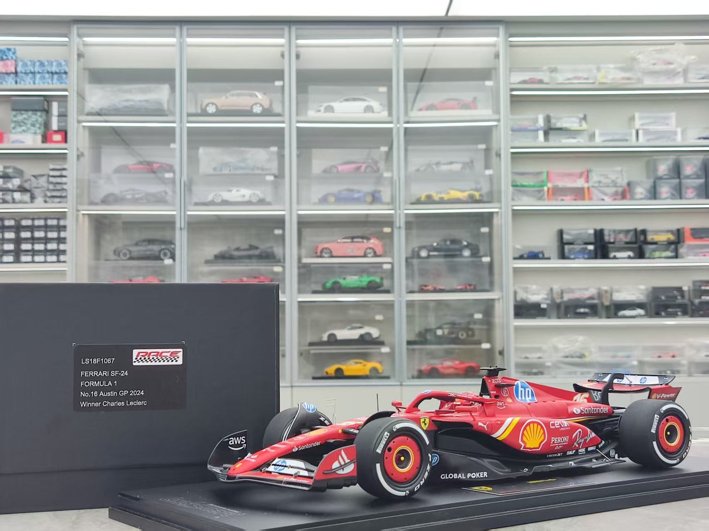 Looksmart 1/18 Ferrari SF-24 2024 US Austin GP Winner Charles Leclerc #16 Red LS18F1067
