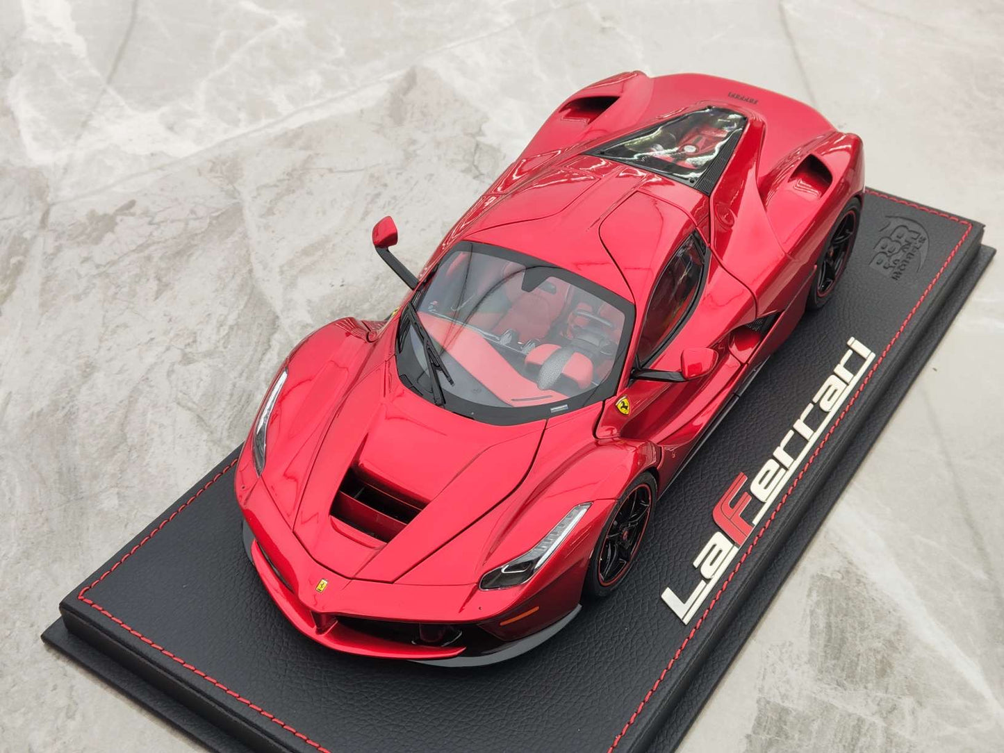 BBR 1/18 Ferrari LaFerrari Hamilton Alloy Full Open Version, Metallic Red, Leather Sole, BBR1822H8DIECH