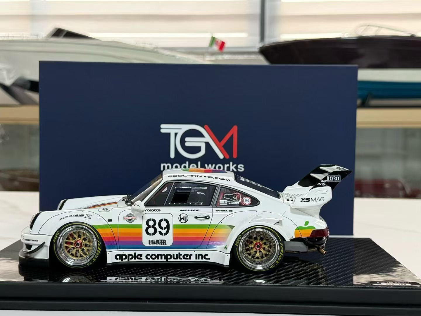TGM 1/18 Porsche RWB 964 with Apple livery