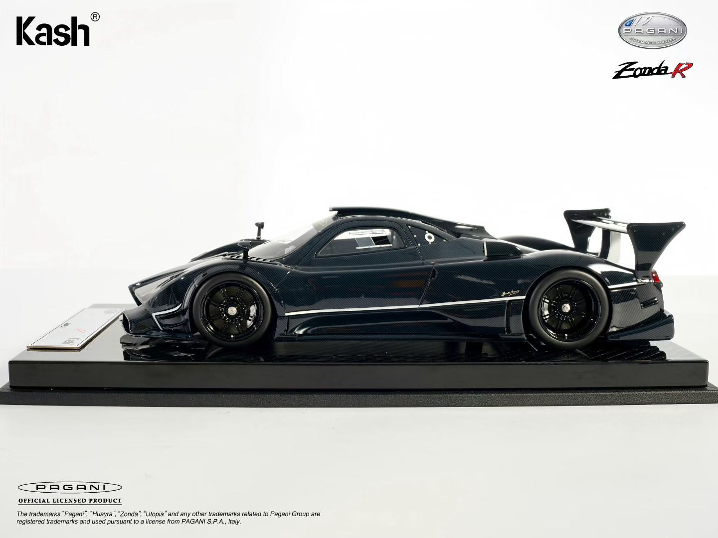 Kash Model 1/18 Pagani Zonda R Gloss Carbon Black Car Model