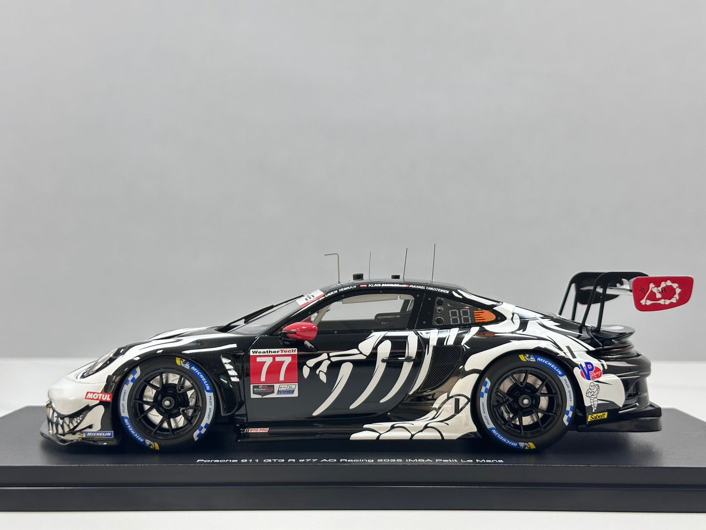 Topspeed 1/18 Porsche 911 GT3 R #77 AO Racing 2025 IMSA Petit Le Mans Skeleton Dragon Livery TS0651