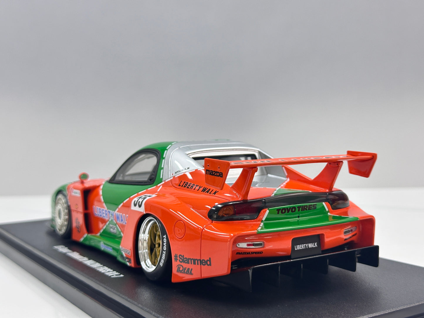 GT Spirit 1/18 Mazda LB-WORKS RX-7 LB Super Silhouette Green/Orange GT568