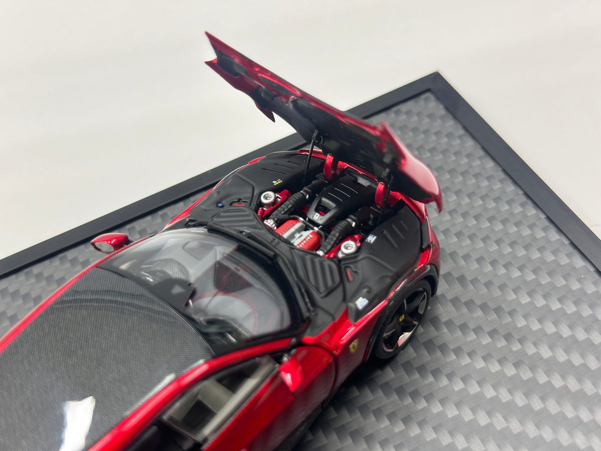 BBR 1/43 Ferrari Purosangue Die-cast Model (Fully Opening) – Black Roof, Rosso Magma Metallic – HE43001BST