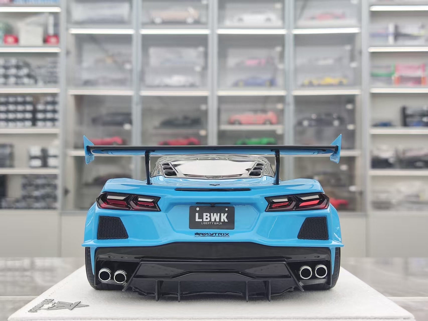 BBA MODEL 1/18 Corvette C8 LB Widebody Modified, Baby Blue (BBA036)