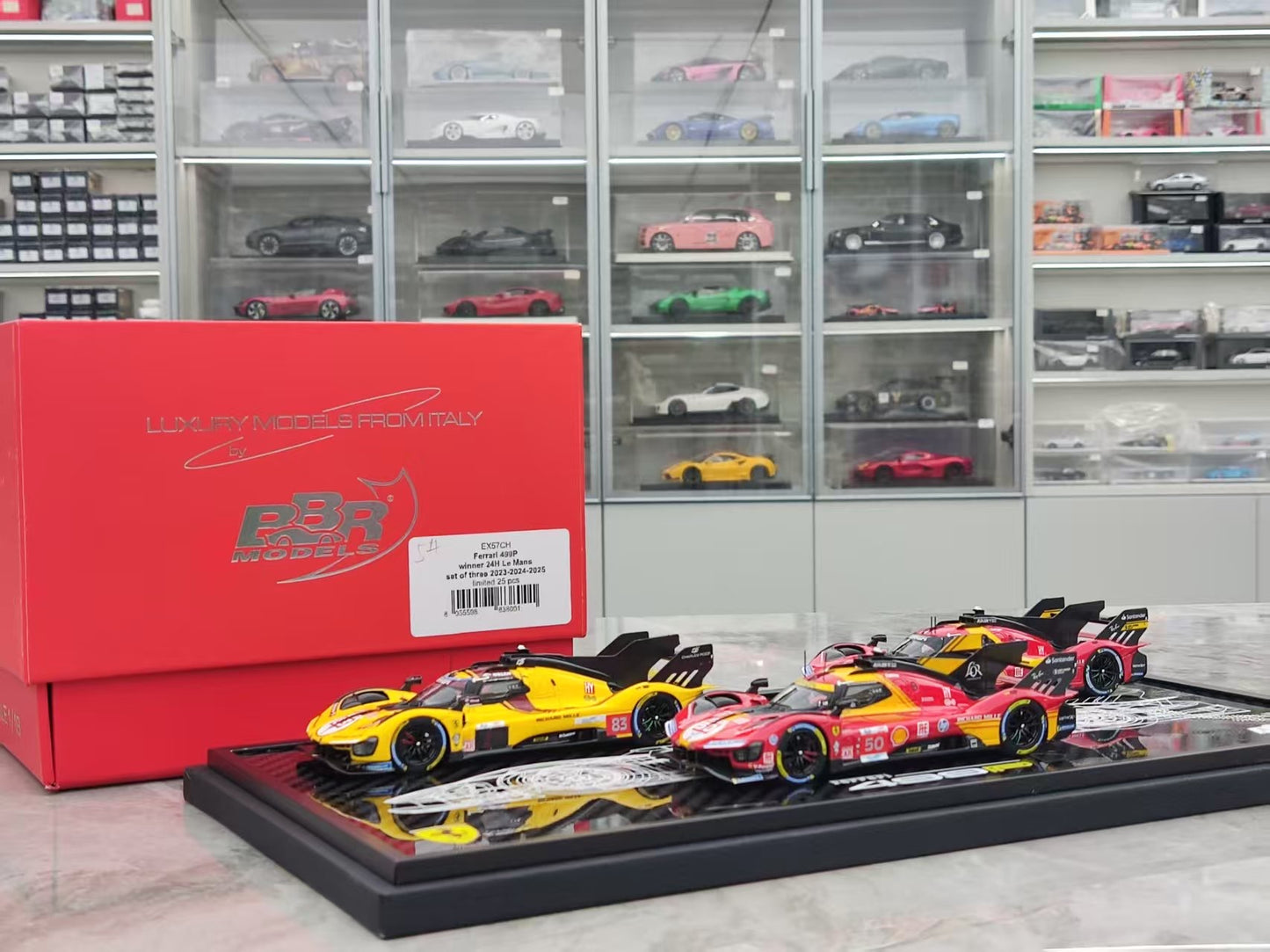 BBR 1/43 Ferrari 499P 2023, 2024, 2025 Le Mans Three-Year Champion - Three-Car Set EX57CH