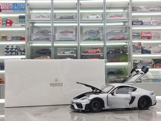 NOREV 1/18 Porsche Cayman GT4 RS Silver Carbon Cover Alloy Car Model 187256