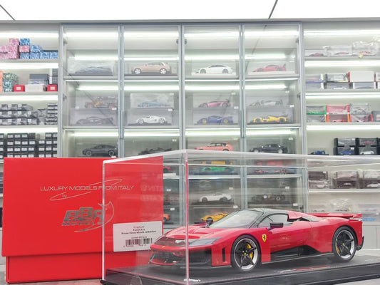 BBR 1/18 Ferrari F80 Leather Base Standard Red/Silver Carbon Fiber Wheels P18253A1