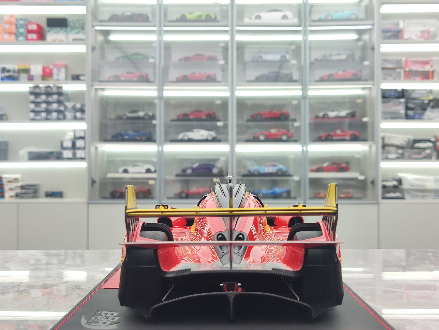 BBR 1/18 Ferrari 499P Car N.50 Winner Le Mans - Leather Base, Red-Yellow Paint Scheme, Limited Edition Car Model P18252A