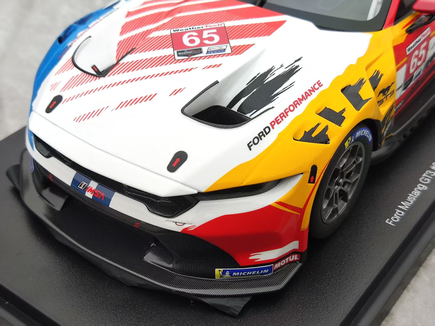 Topspeed 1/18 Ford Mustang GT3 #65 Ford Multimatic Motorsports 2024 White/Blue/Red Livery TS0603