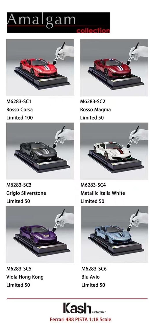 Amalgam 1/18 Ferrari 488 Pista Custom Edition Diecast Car Model