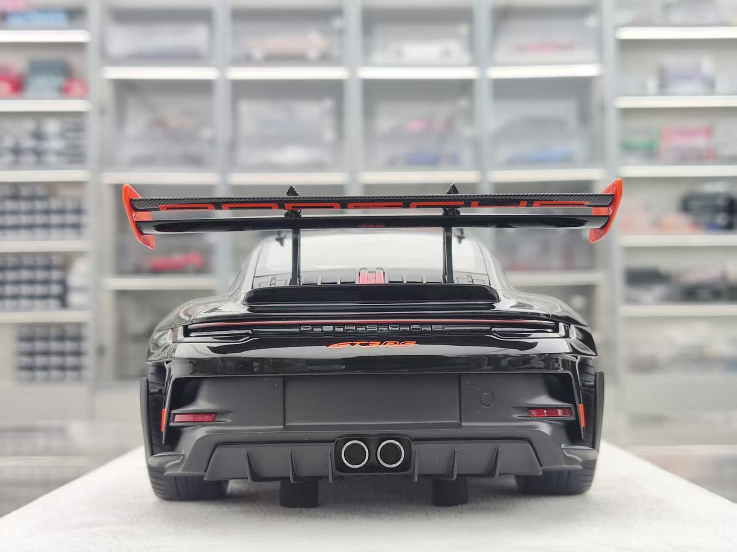 FuelMe 1/18 Porsche 992 GT3RS Black with Orange Decals FM18010LM-20