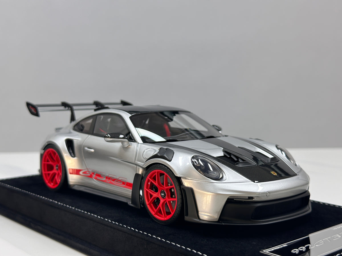 HH Model 1/18 Porsche 992 GT3 RS Silver with Red Wheels HH728
