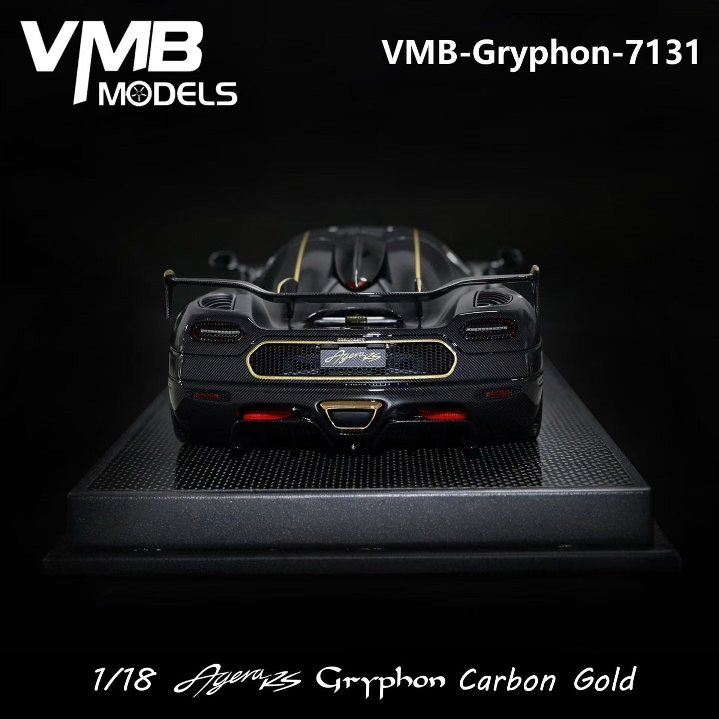 VMB 1/18 Koenigsegg Agera RS Gryphon (Carbon & Gold)