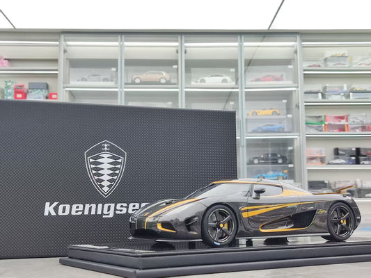 FRONTIART 1/18 Koenigsegg Agera S Hundra 7100 Carbon Gold Resin Full Opening FA187