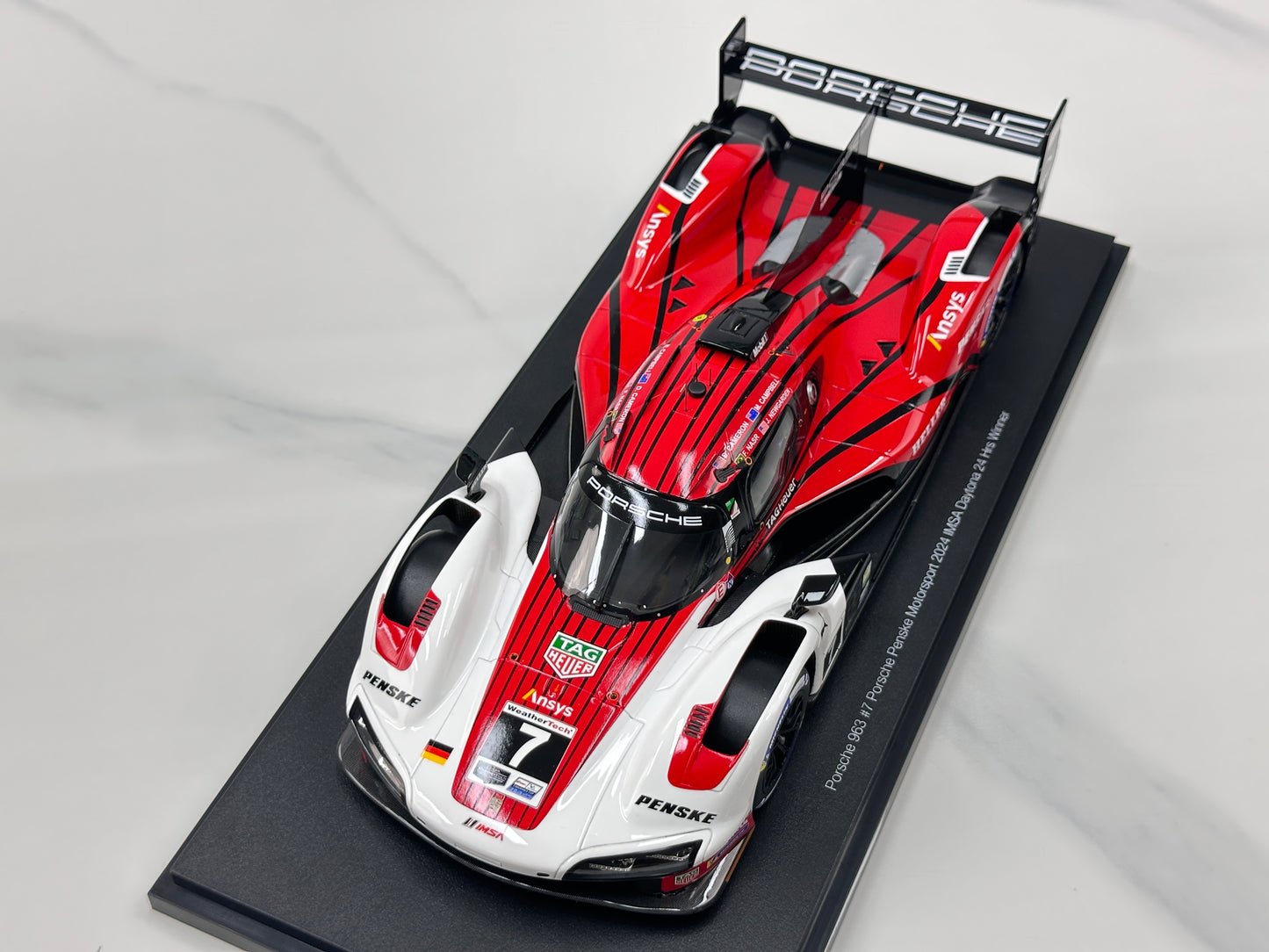 Topspeed 1/18 Porsche 963 #7 Porsche Penske Motorsport 2024 Red & White Livery TS0700