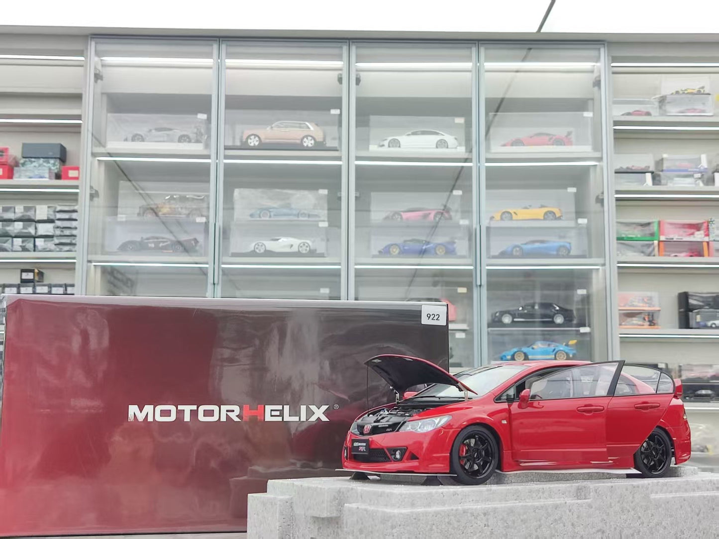 MOTORHELIX 1/18 Honda Civic Type R (FD2) MUGEN RR Milan Red MH352