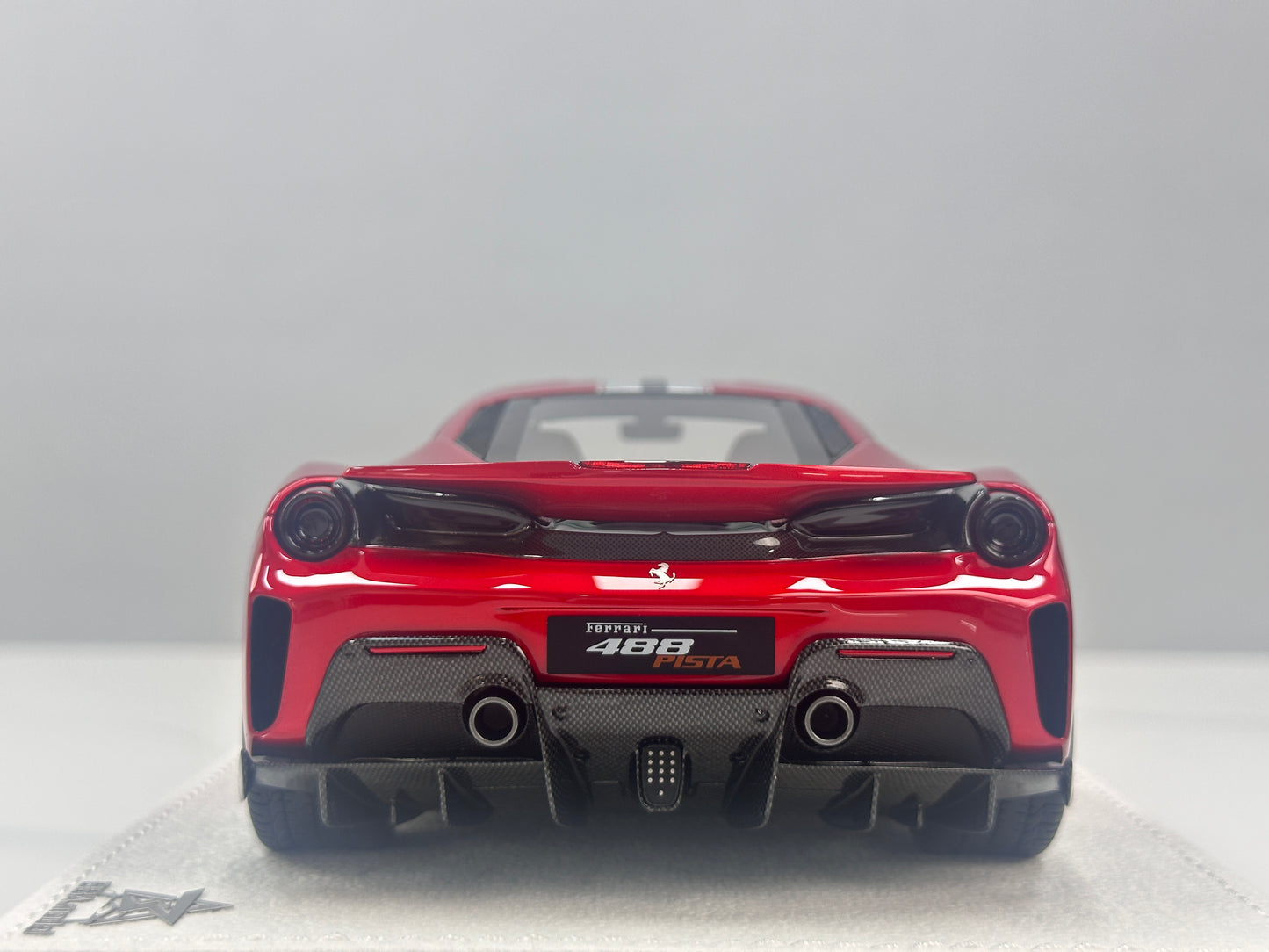 BBA MODEL 1/18 Ferrari 488 Pista – Metallic Red with Silver/Black Livery (BBA089)