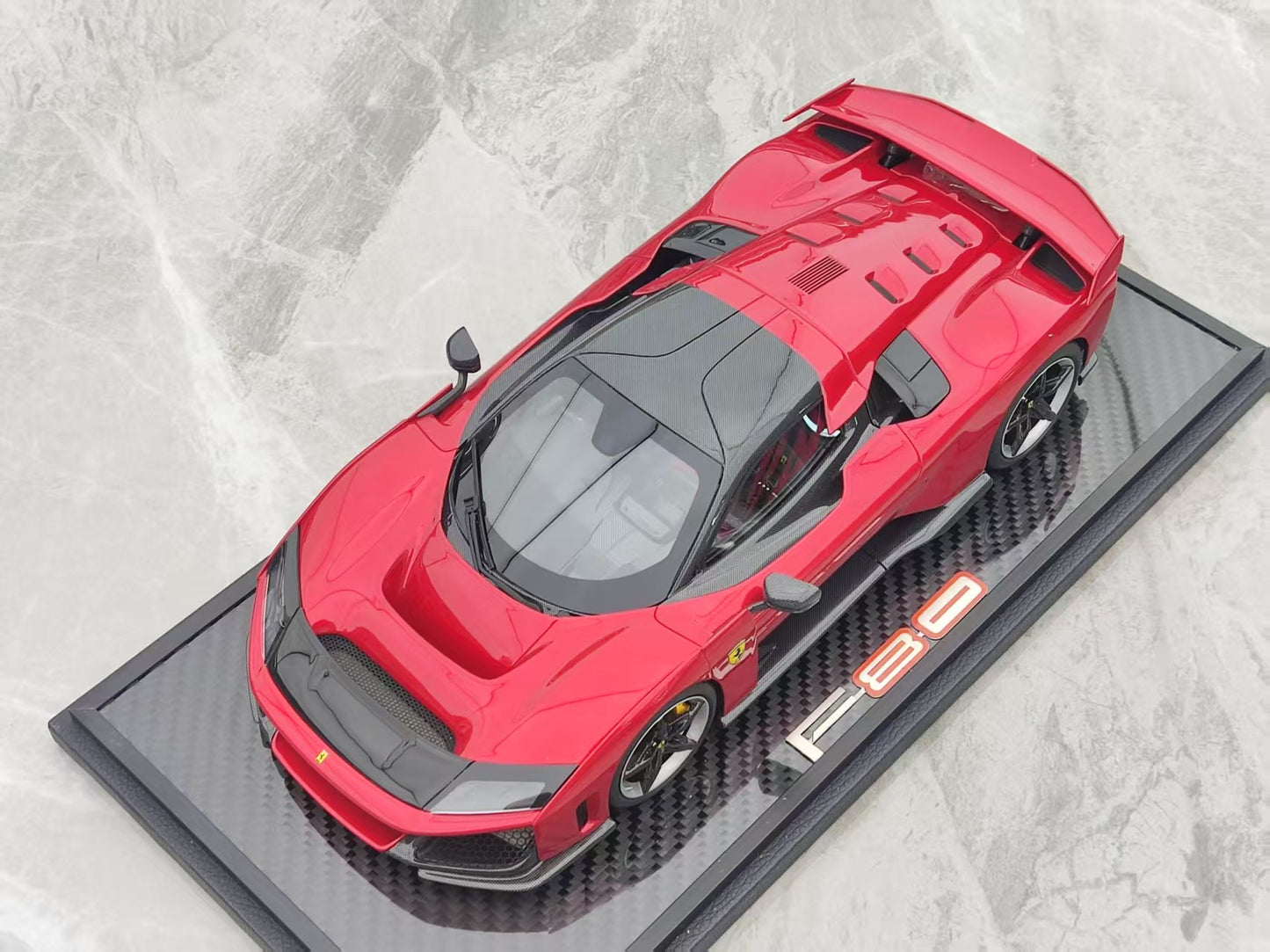 BBR 1/18 Ferrari F80 (New King of the Road) Carbon Base, Standard Red/Silver Carbon Fiber Wheels P18253A1CH